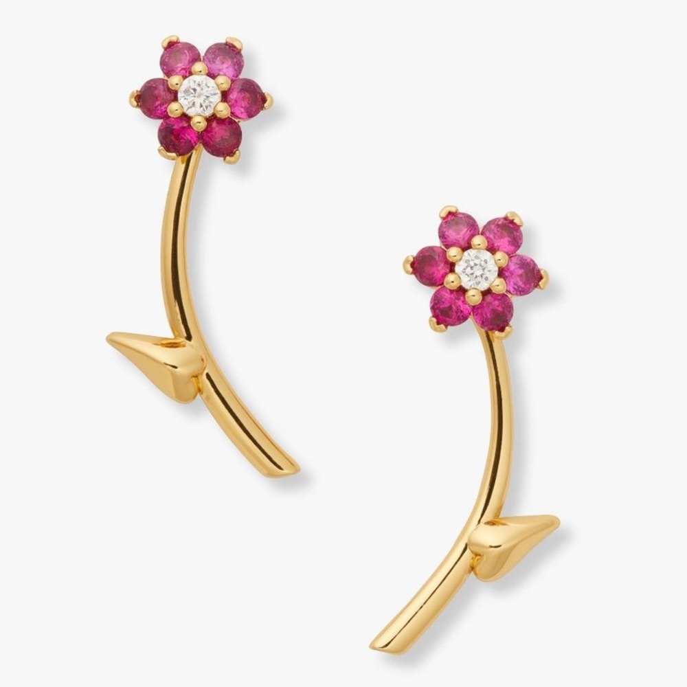 NWT ♠️ Kate Spade Crystal Flower Front-and-Back Earrings